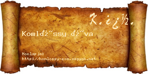 Komlóssy Éva névjegykártya